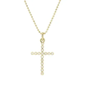 14k Diamond Cross Necklace Bezelled - Large