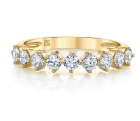 14K Gold Diamond Compass Stack Ring