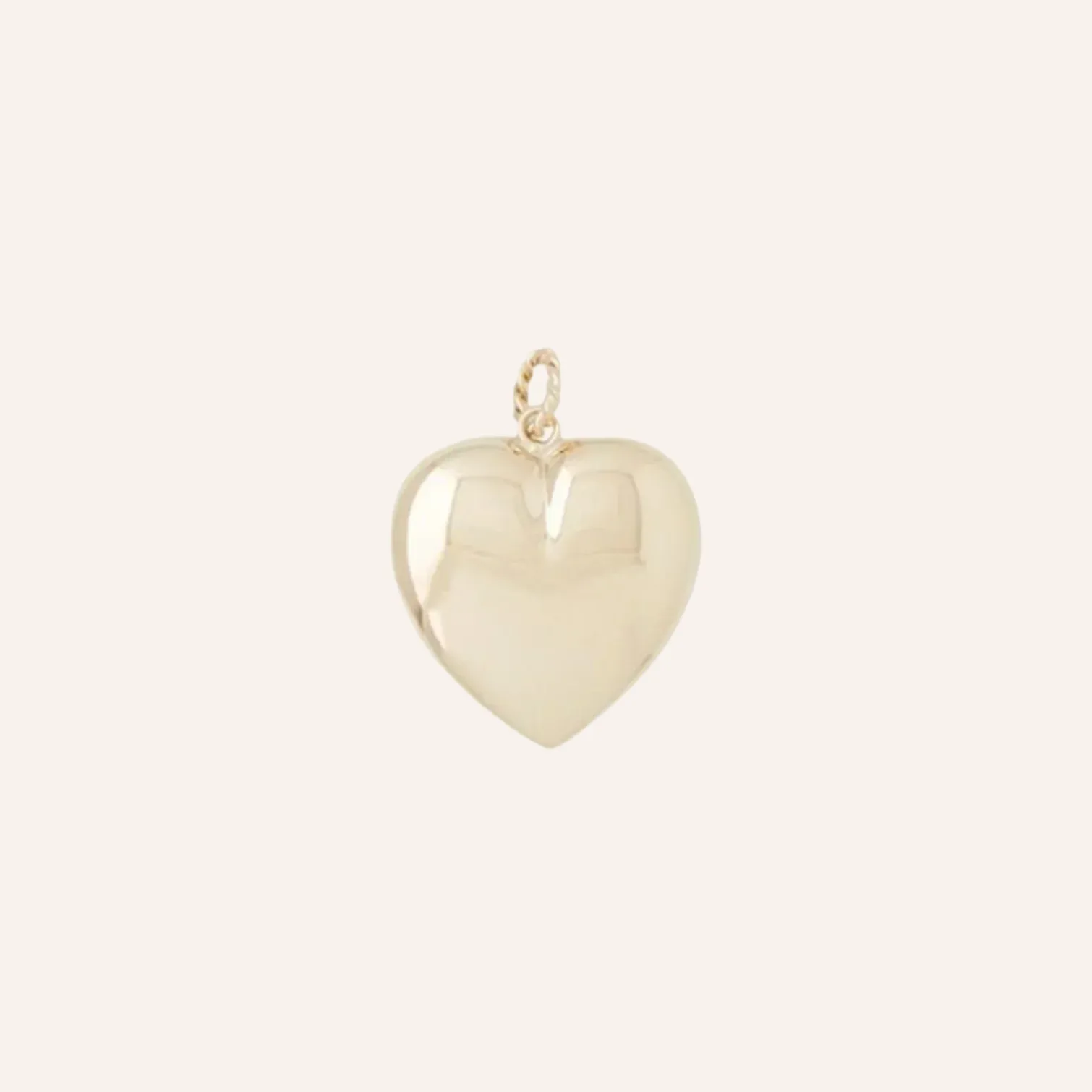 14K Gold Large Puffy Heart Charm