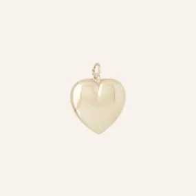 14K Gold Large Puffy Heart Charm