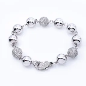 14K White Gold Women Bracelet With Small Balls