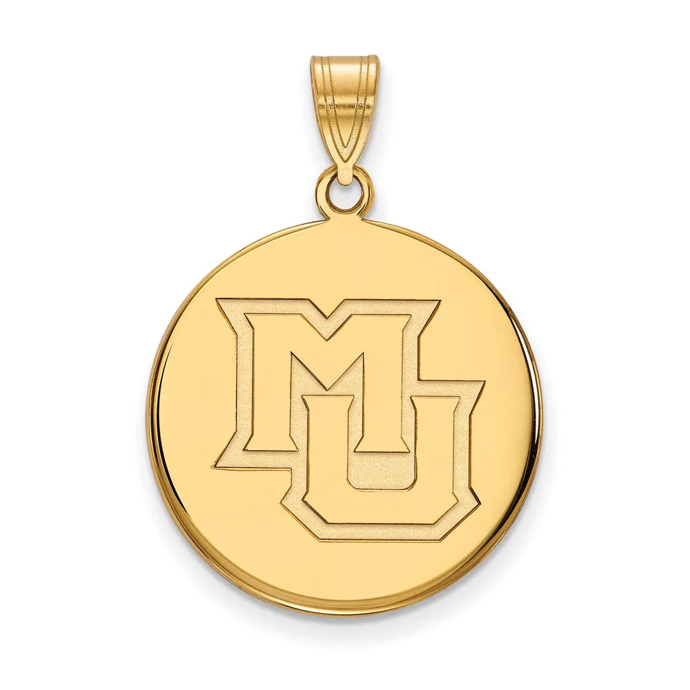 14k Yellow Gold Marquette U Large Disc Pendant