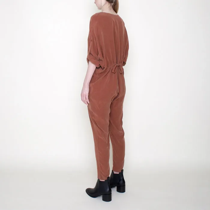 7115 by Szeki Woman Workman Jumpsuit Rust Red