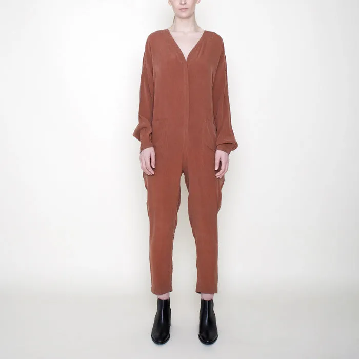 7115 by Szeki Woman Workman Jumpsuit Rust Red