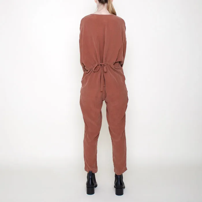 7115 by Szeki Woman Workman Jumpsuit Rust Red