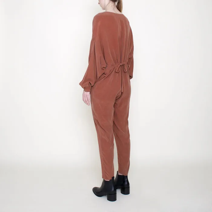 7115 by Szeki Woman Workman Jumpsuit Rust Red