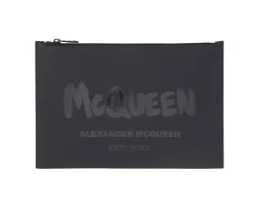 Alexander McQueen Logo Printed Zipped Clutch Bag