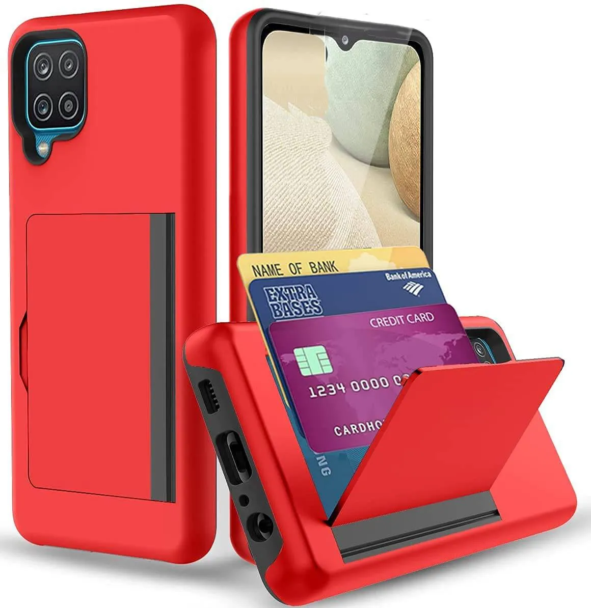 Armor Protective Card Holder Case for Samsung A12