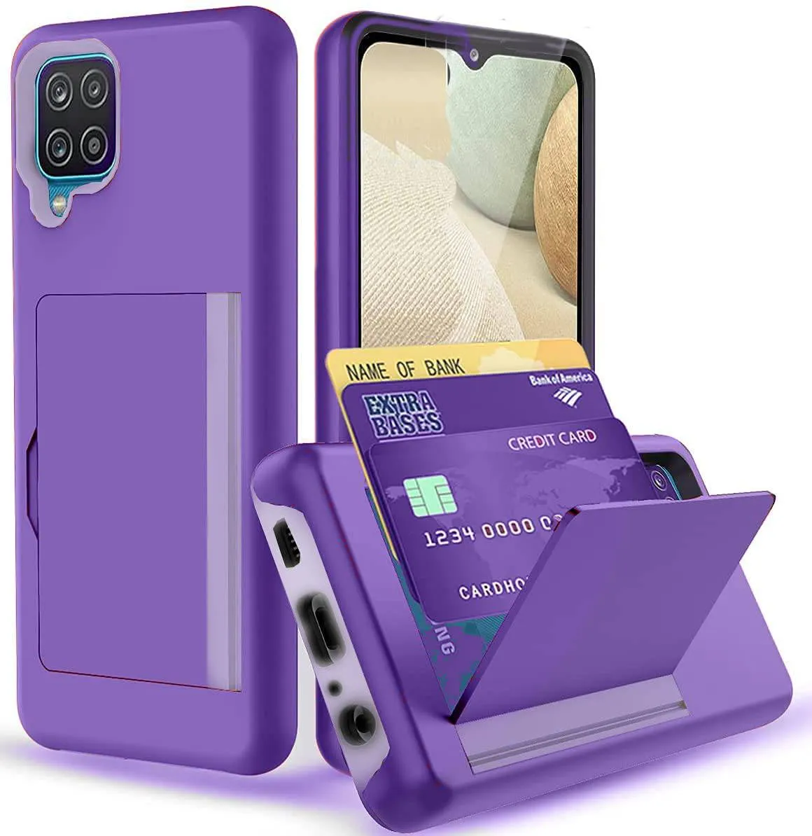 Armor Protective Card Holder Case for Samsung A12