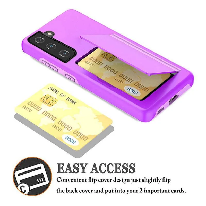 Armor Protective Card Holder Case for Samsung S21(5G) With 2-Pack Screen Protectors