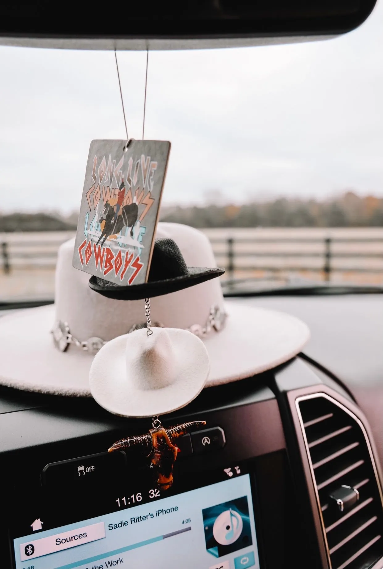 Black & Stone Cowboy Hat Rearview Mirror Charm