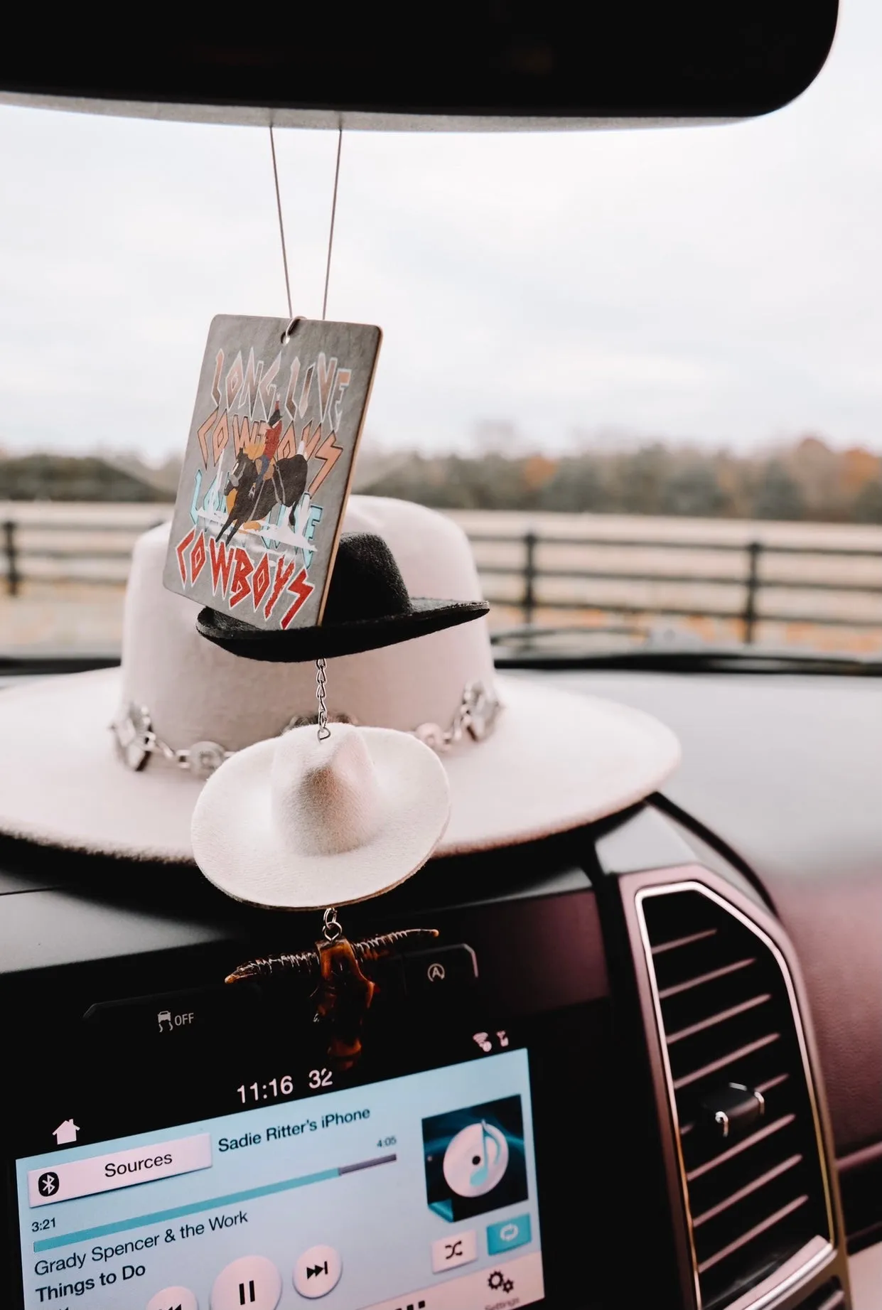 Black & Stone Cowboy Hat Rearview Mirror Charm