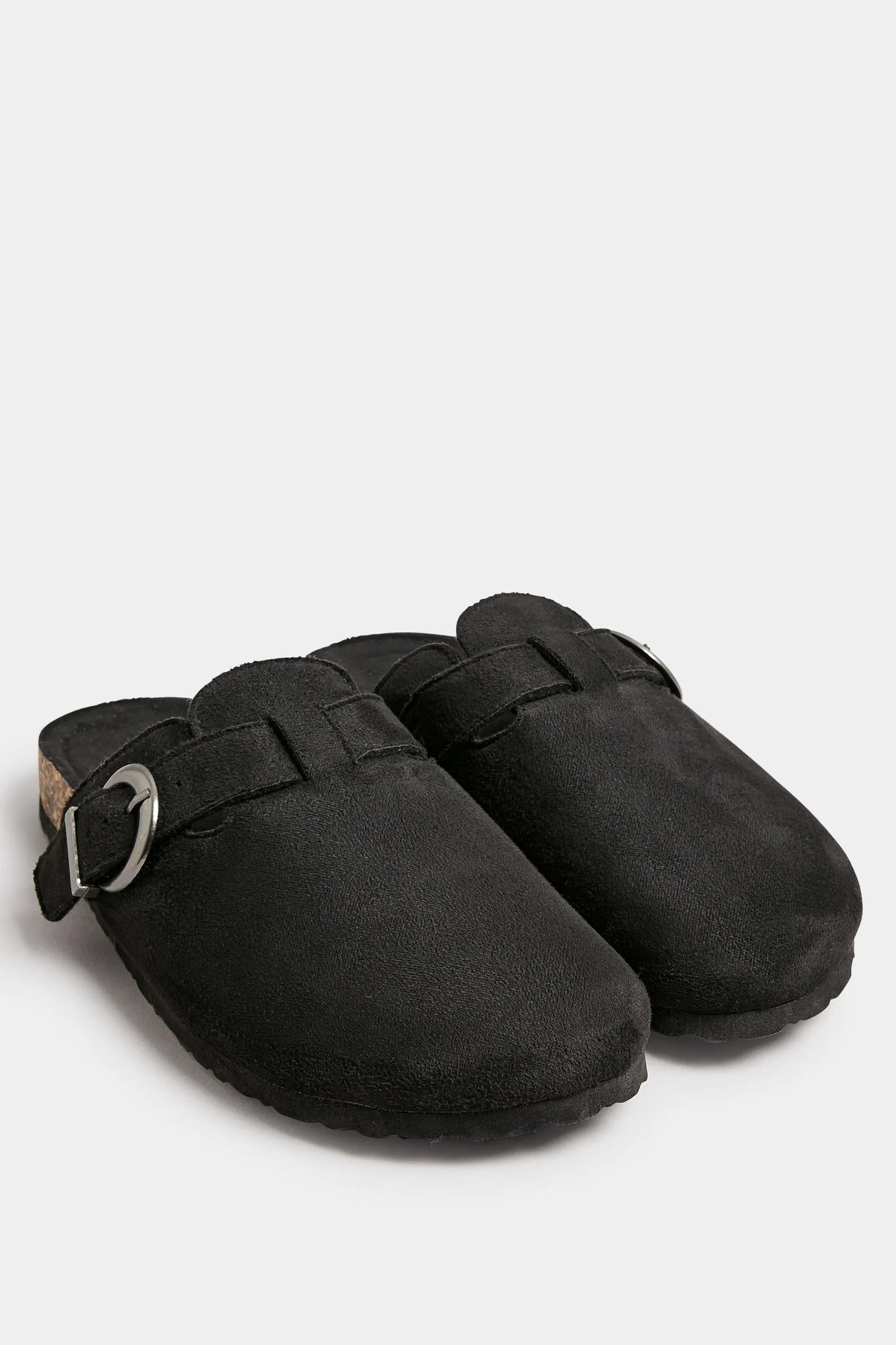 Black Faux Suede Clogs In Extra Wide EEE Fit