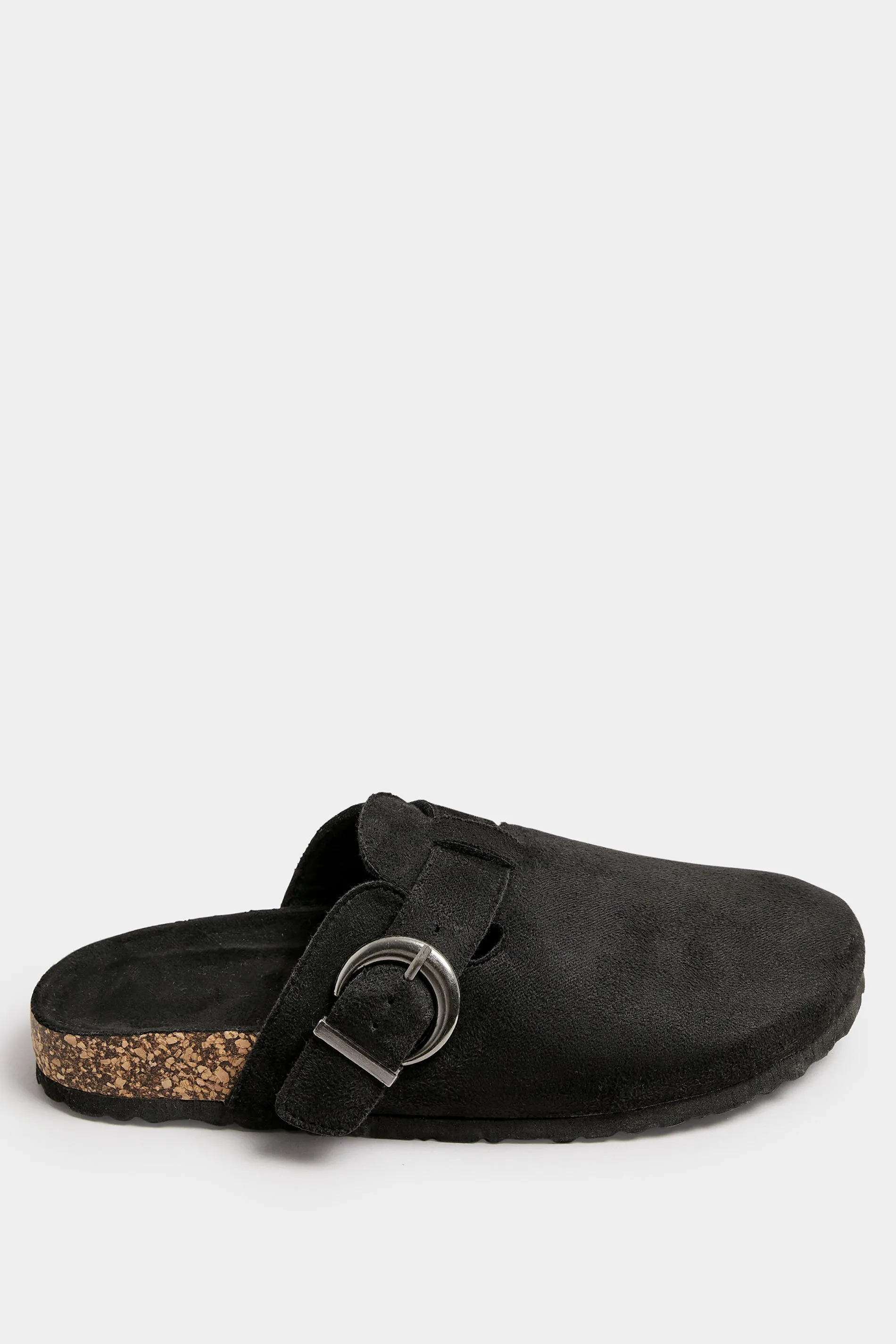 Black Faux Suede Clogs In Extra Wide EEE Fit