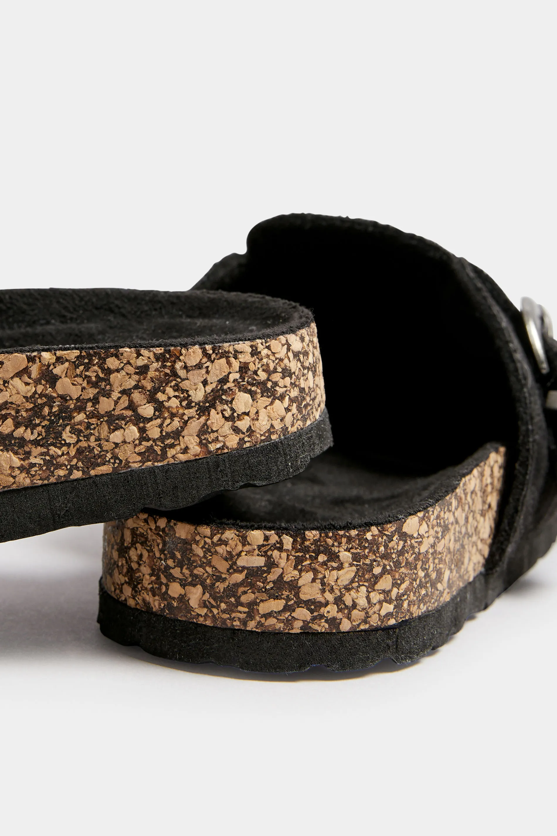 Black Faux Suede Clogs In Extra Wide EEE Fit