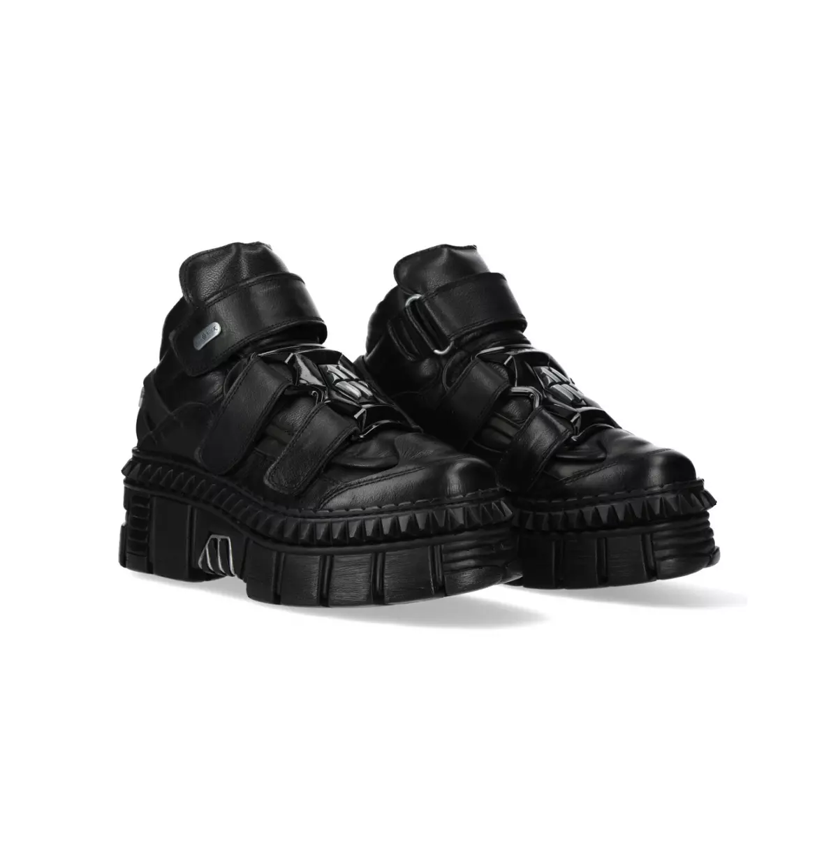 Black Velcro Strap Platform Ankle Boots | Leather, Chunky Rubber Sole Boots