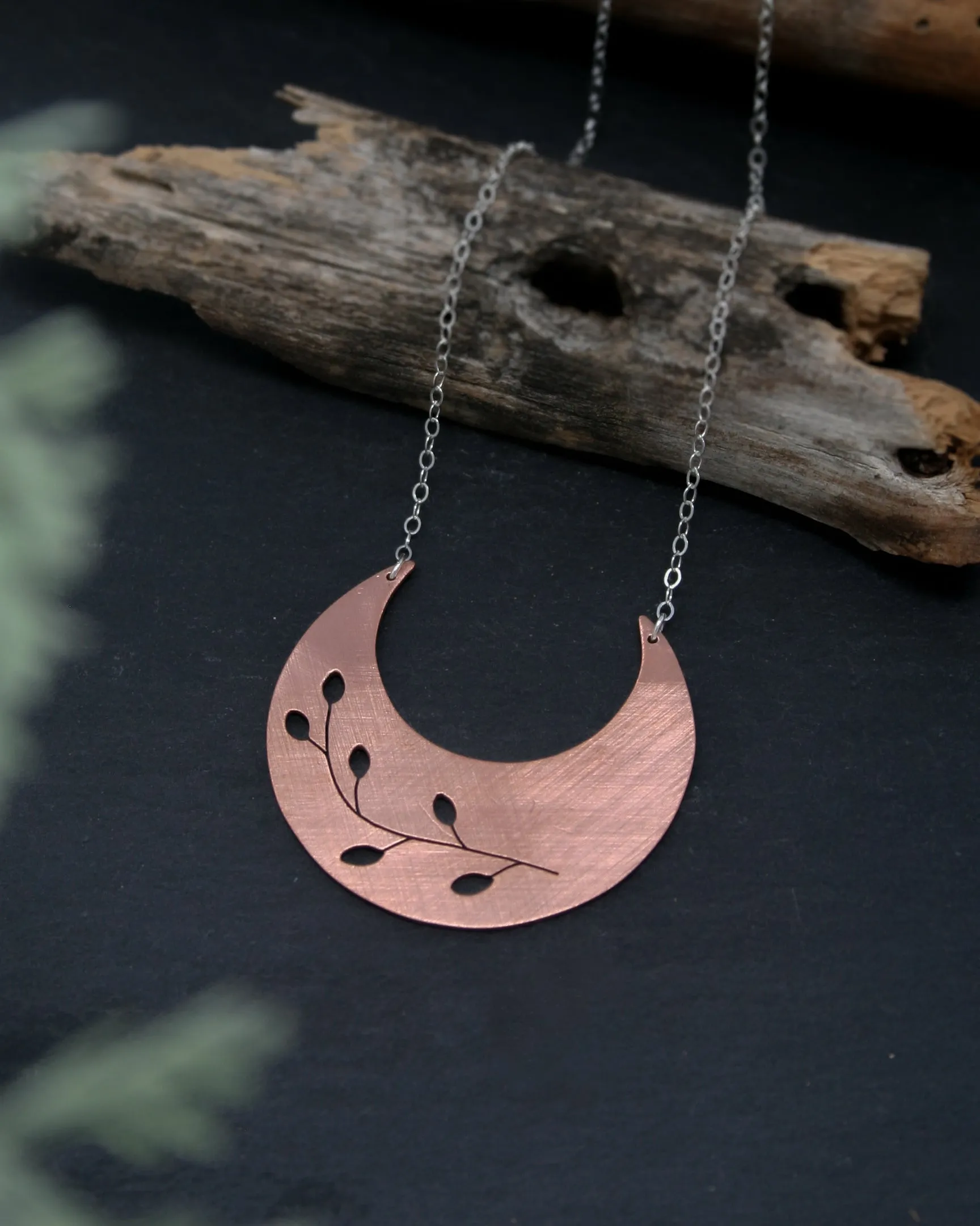 Botanical large Crescent necklace