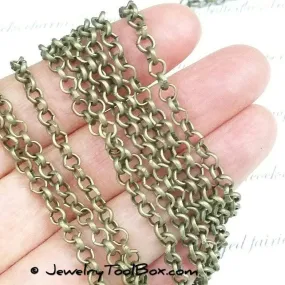 Bronze Rolo Chain, 4mm Round Open Links, Lead Free, Nickel Free, Iron, Lot Size 50 meters (~160 feet), #2901 AB