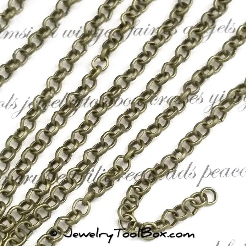 Bronze Rolo Chain, 4mm Round Open Links, Lead Free, Nickel Free, Iron, Lot Size 50 meters (~160 feet), #2901 AB