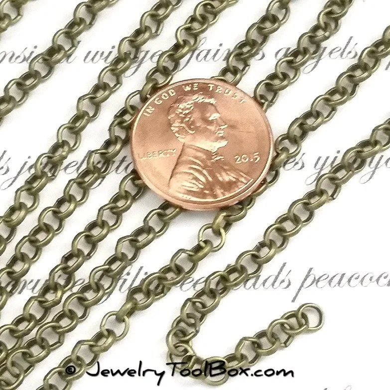 Bronze Rolo Chain, 4mm Round Open Links, Lead Free, Nickel Free, Iron, Lot Size 50 meters (~160 feet), #2901 AB