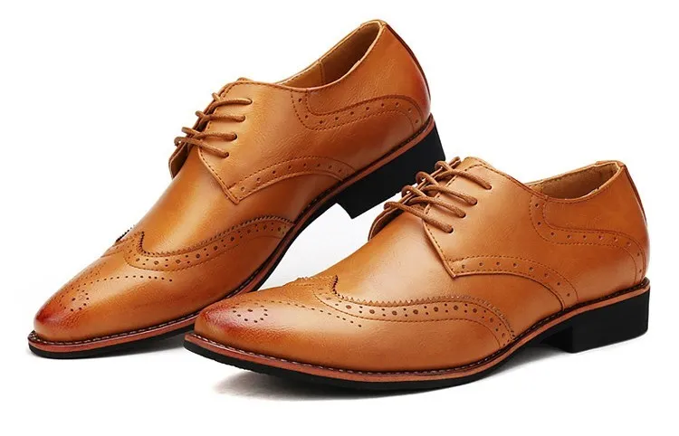 Brown Vintage Leather Lace Up Mens Oxfords Flats Dress Shoes