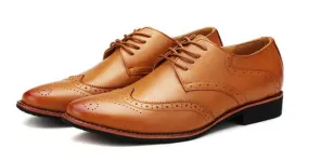 Brown Vintage Leather Lace Up Mens Oxfords Flats Dress Shoes