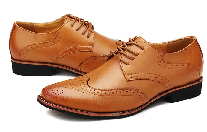 Brown Vintage Leather Lace Up Mens Oxfords Flats Dress Shoes