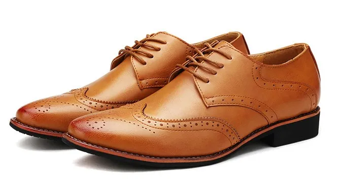 Brown Vintage Leather Lace Up Mens Oxfords Flats Dress Shoes