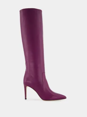 Burgundy Nappa Leather Stiletto Boots