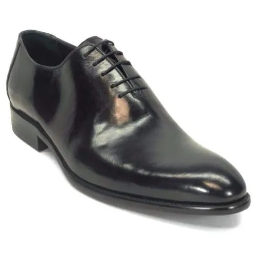 Carrucci Black Calfskin Leather Plain Toe Oxfords