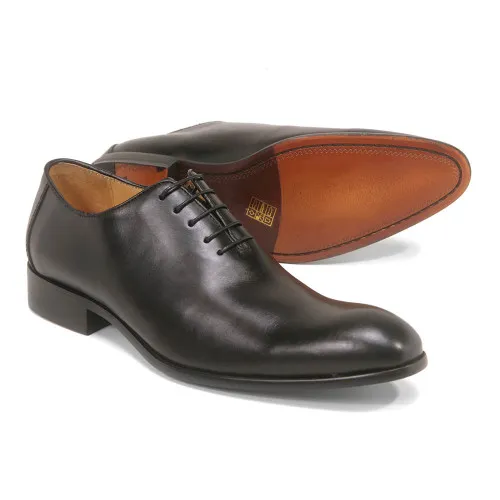 Carrucci Black Calfskin Leather Plain Toe Oxfords