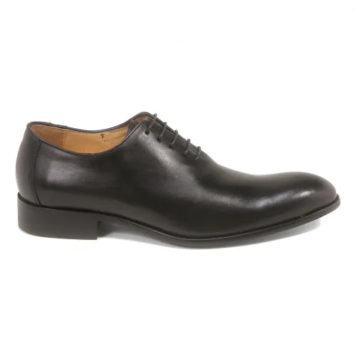 Carrucci Black Calfskin Leather Plain Toe Oxfords