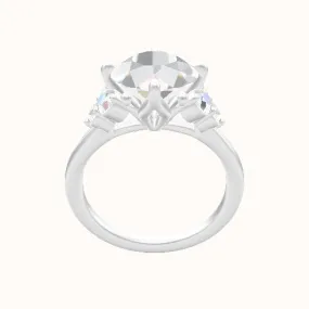 Cathedral Band with Round Sidestones (0.50 CTW) Engagement Ring With Petal Compass Prong Head