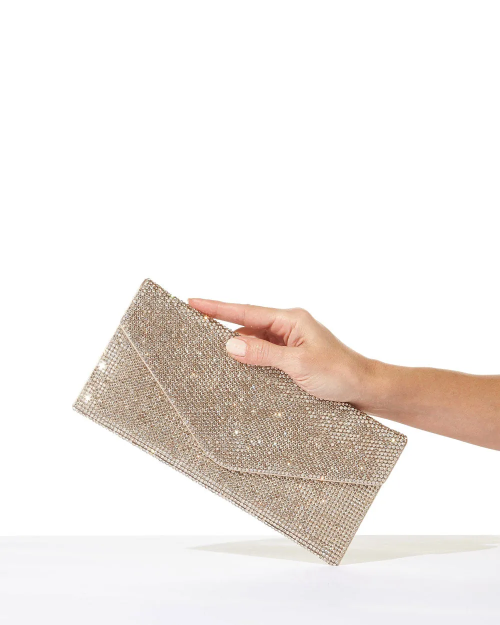 Classic Envelope Beaded Clutch in Champagne