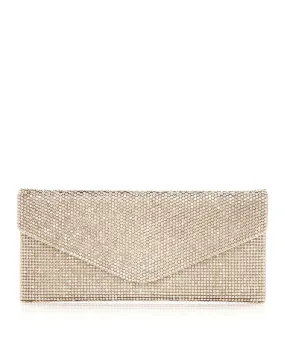 Classic Envelope Beaded Clutch in Champagne