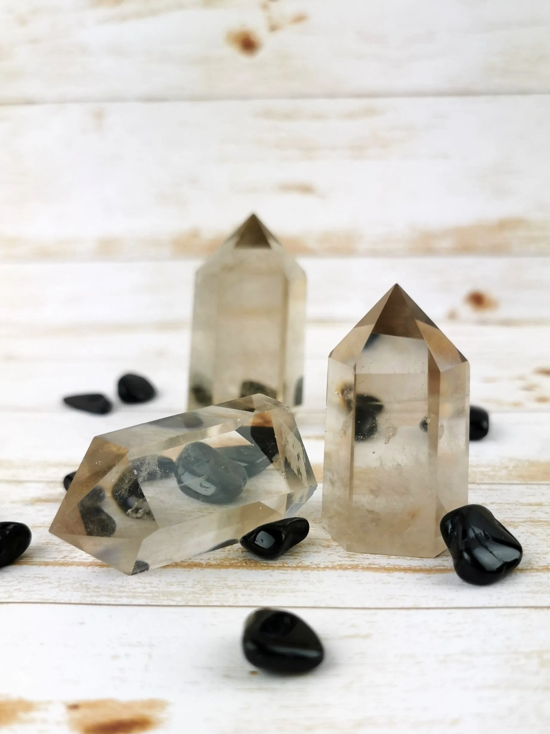 Clear Smokey Quartz Towers