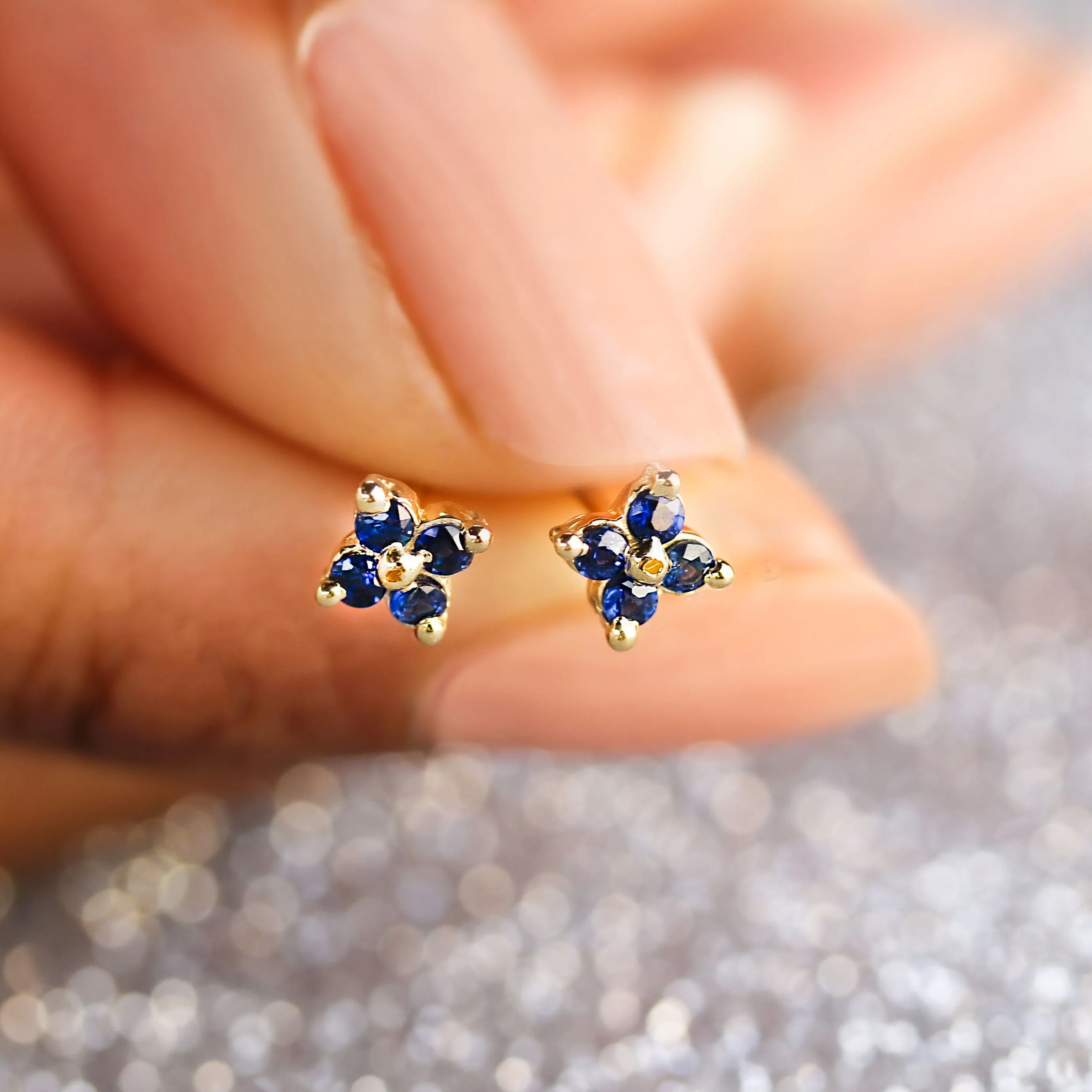 Clover Sapphire Studs