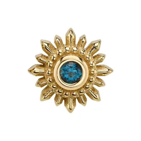 Compass Threaded End in Gold with London Blue Topaz