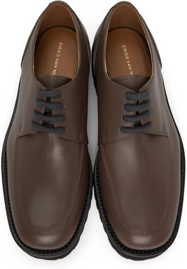 Dries Van Noten Grey Leather Lace-up Oxfords