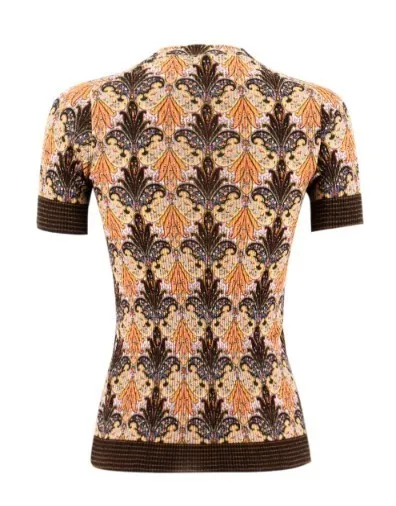 ETRO  |Paisley Wool Short Sleeves V-neck & Crew neck