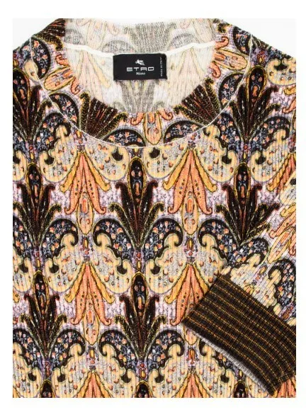 ETRO  |Paisley Wool Short Sleeves V-neck & Crew neck