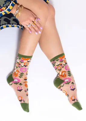 Feeling Foxy Sheer Crew Sock