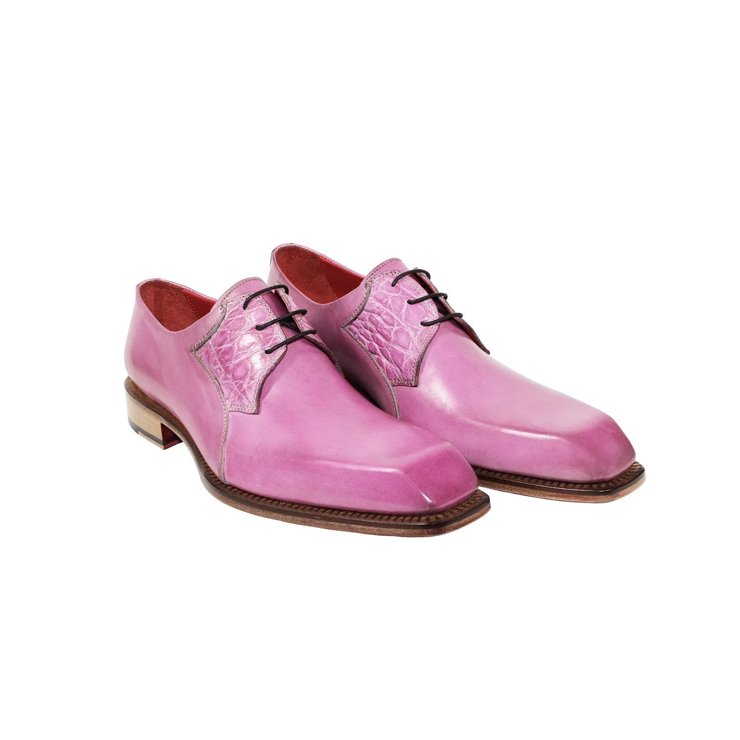 Fennix Tristan Men's Shoes Pink Calf/Alligator Exotic Oxfords (FX1106)