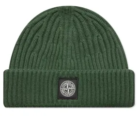 Full Rib Wool Beanie - Olive Green