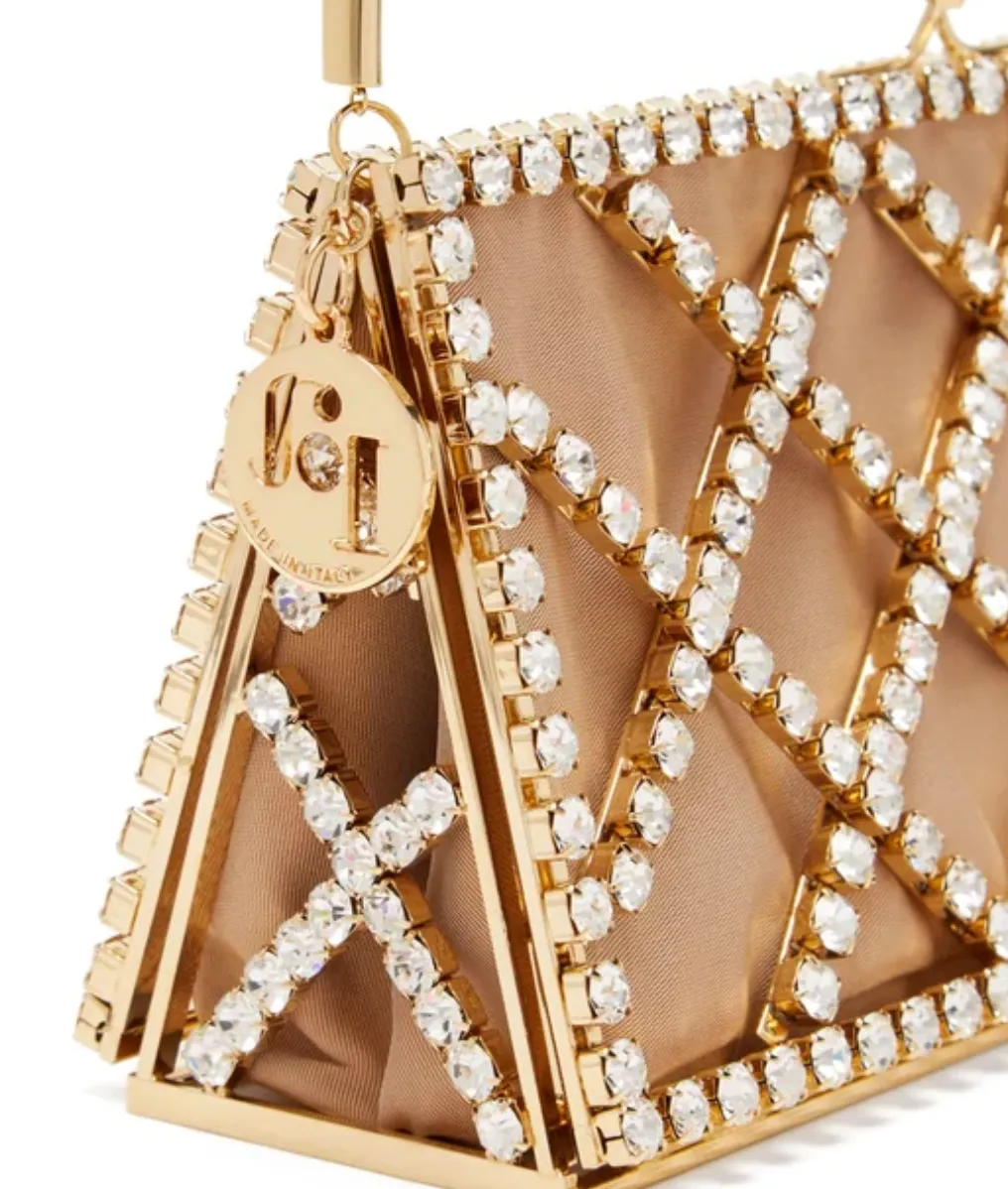 Garofano Caged Crystal and Satin Bag | Millo Luxury Handbags