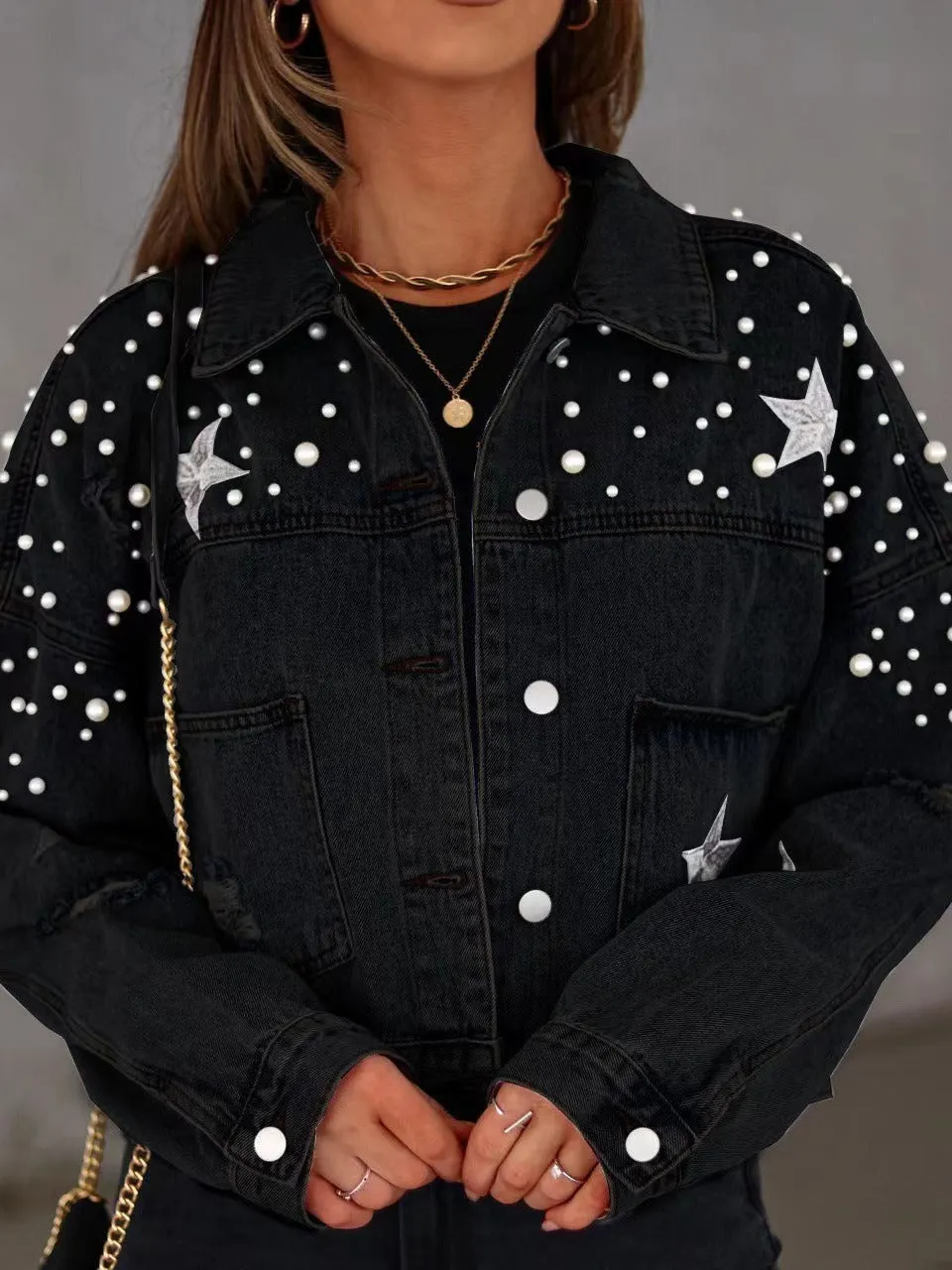 Heavy Industry Beads Loose Denim Jacket