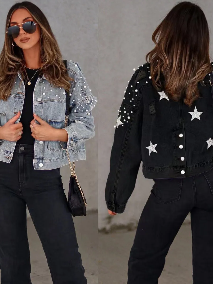 Heavy Industry Beads Loose Denim Jacket