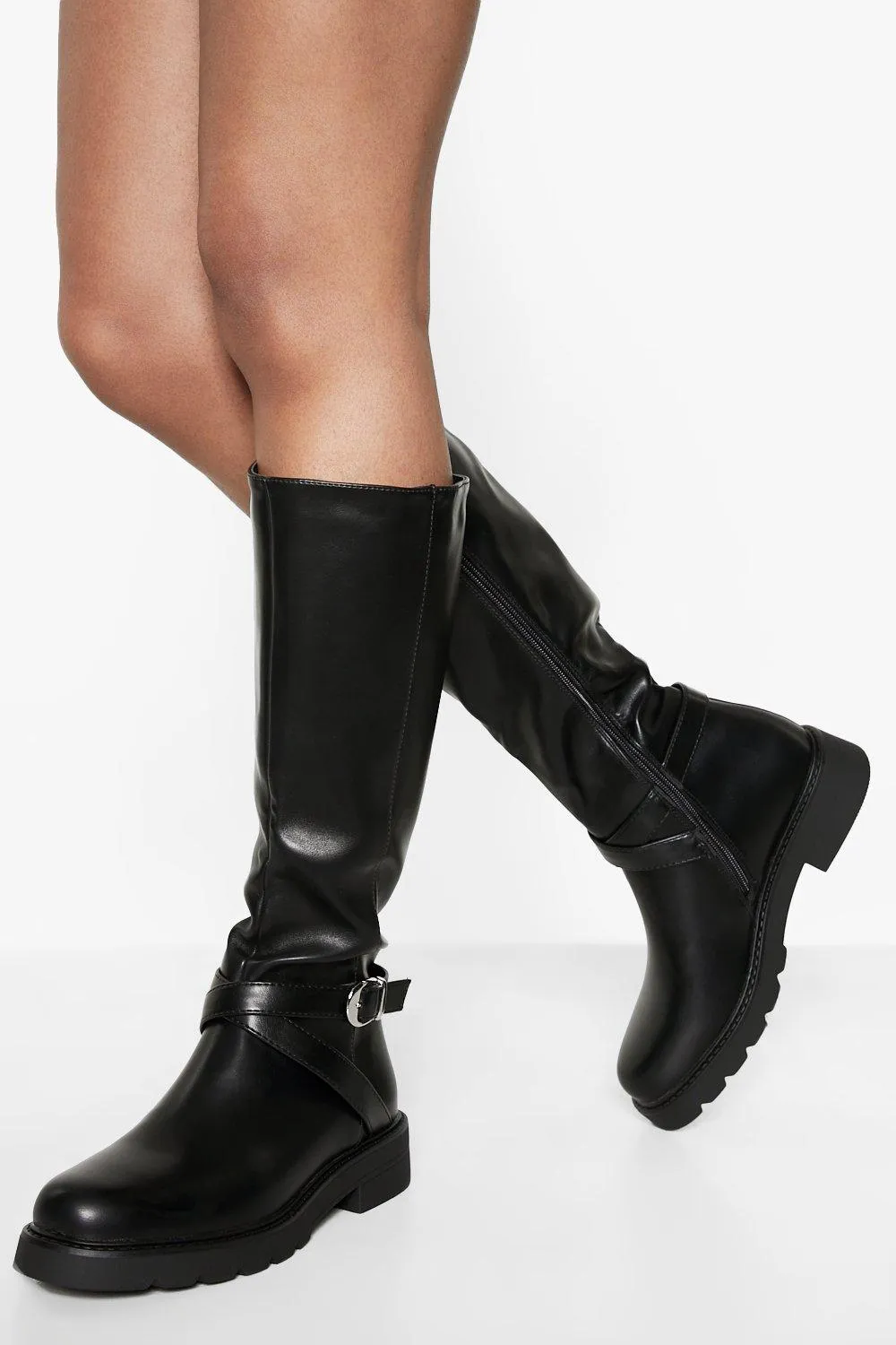 Knee High Buckle Detail Boots