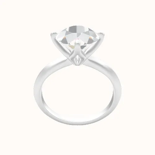 Knife Edge Engagement Ring With Petal Compass Prong Head