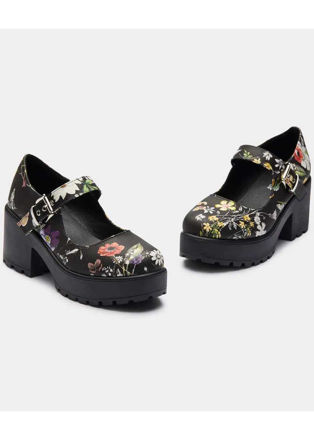 Koi Footwear Tira Floral Mary Janes Pumps Black